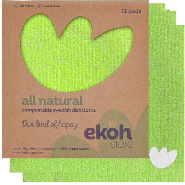 Swedish Dishcloths Ultimate 12 pk Apple Green Multipurpose Compostable Cleaning Eco Dish Cloths