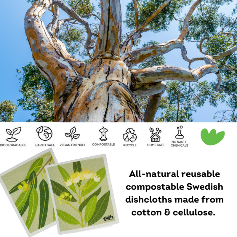 Swedish Dishcloth Eco Dish Cloths - 2 Pack Aussie Botanical Cleaning Cloths