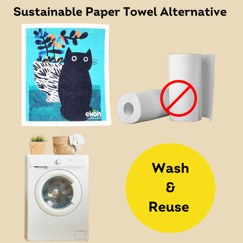 Swedish Dishcloths Eco Cloths 2 Pack Happy Cats Paper Towel Alternative