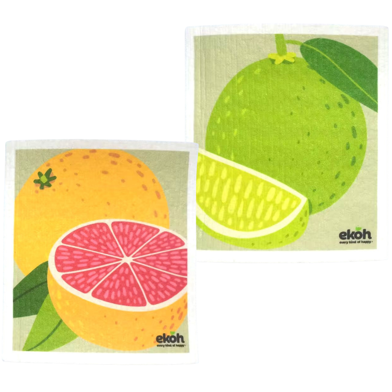 2 pk Swedish Dishcloths Eco Dish Cloths: Grapefruit & Lime Cleaning Cloths