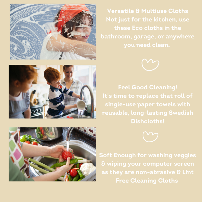 Swedish Dishcloth Eco Dish Cloths - 2 Pack Aussie Botanical Cleaning Cloths