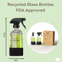 Clear Glass Refillable Bottles Bundle & Save 4 Glass Spray & Soap Dispenser Bottles 500mls ea.