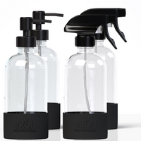 Clear Glass Refillable Bottles Bundle & Save 4 Glass Spray & Soap Dispenser Bottles 500mls ea.