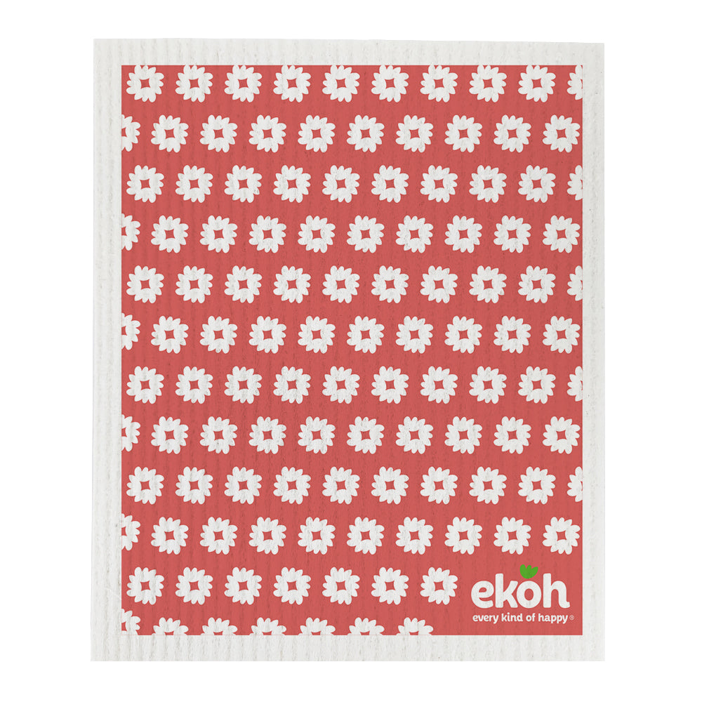 Eco Cleaning Cloths Swedish Sponge Cloth Original Artist Daisy Raspberry (1pc)