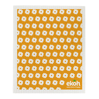 Eco Cleaning Cloths - Swedish Sponge Cloth Original Artist Daisy Pumpkin - Compostable Sponge Cloth (1pc)