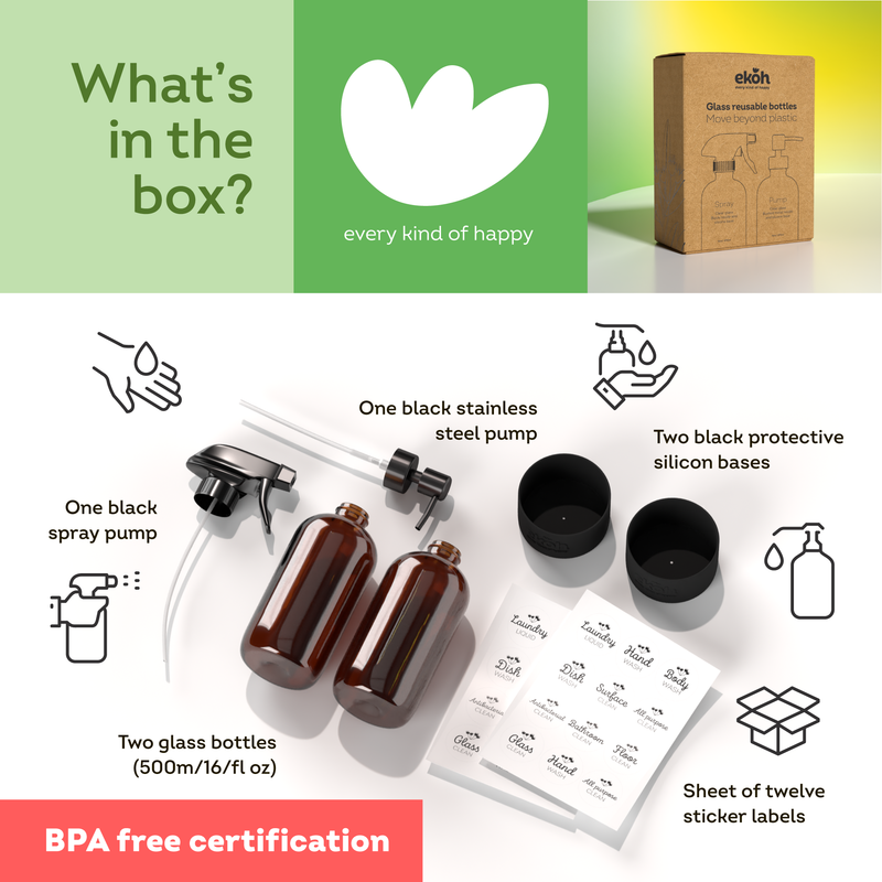 Amber Bottles Bulk Buy Carton: 24 Brown Glass Soap Dispenser & Spray Bottles 500ml ea.