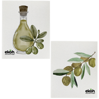Swedish Dishcloth Eco Dish Cloths 2 pk Papaya Lemons Prints Olive Oil