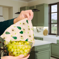 Set of 3 Reusable Beeswax Food Wraps – Happy Avocado Print Bowl Covers