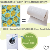 Eco Sponge Cloths Swedish Dishcloth Compostable Cleaning Cloth 2 Pack Papaya & Lemons