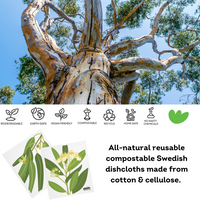 2 pk Swedish Dishcloth Eco Dish Cloths : Aussie Botanical Design Cleaning Cloths