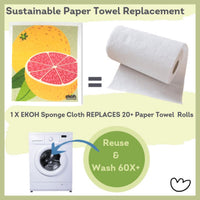 EKOH Dishcloths, Eco Sponge Dish Cloths 2 Pack - Grapefruit and Lime Compostable Swedish Dishcloths, Super Absorbent Paper Towel Alternative