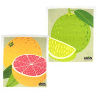 EKOH Dishcloths, Eco Sponge Dish Cloths 2 Pack - Grapefruit and Lime Compostable Swedish Dishcloths, Super Absorbent Paper Towel Alternative