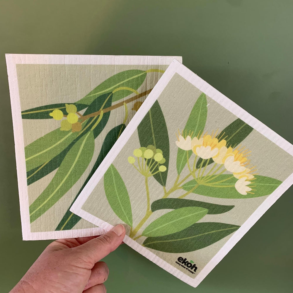 EKOH Swedish Dishcloth for the Kitchen Eco Dish Cloths - 2 Pack Aussie Botanical Cleaning Cloths, Reusable Dish Cloths, Super Absorbent