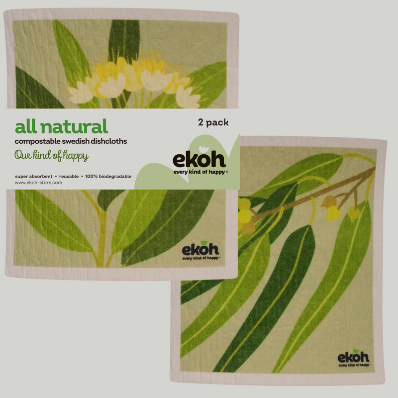 Swedish Dishcloth Eco Dish Cloths - 2 Pack Aussie Botanical Cleaning Cloths