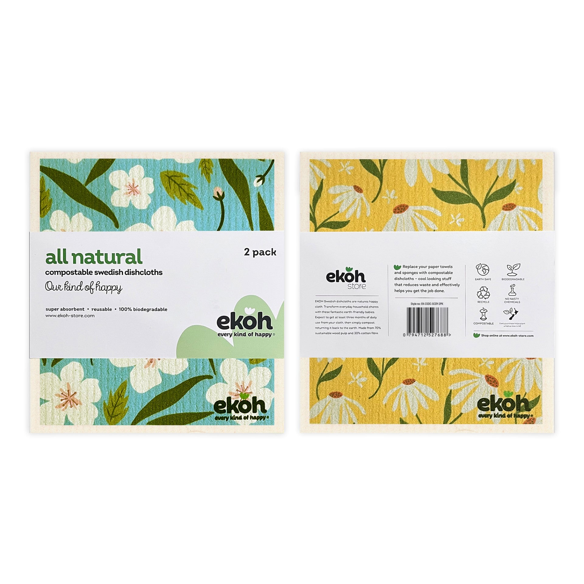 Dishcloth 2 Pack (Swedish Dishcloths) – PLUSS by Pluss Naturals