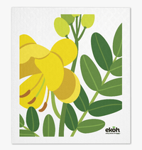 Swedish Dishcloth Eco Sponge Cleaning Cloth -  Cassia Botanicals Yellow Flower Print - Ekoh-Store