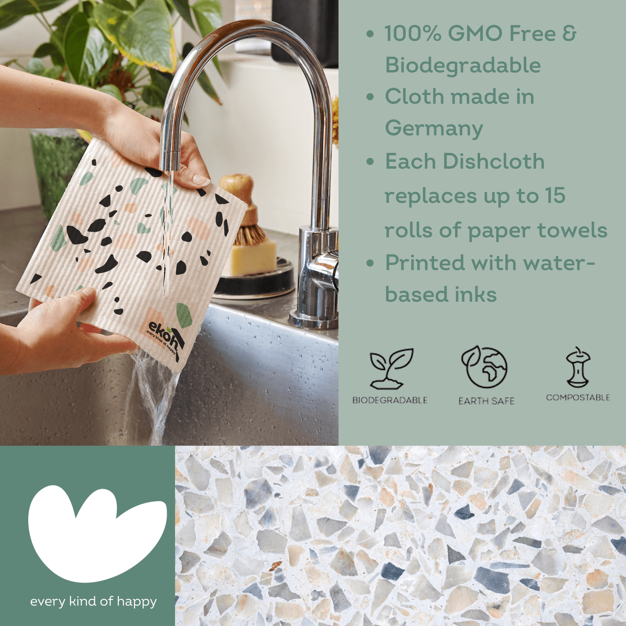 Eco-Friendly Reusable Swedish Cellulose Dishcloths — Act Earth Wise LLC