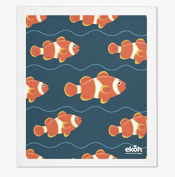 Swedish Dishcloth Clown Fish Print Compostable EKOH Sponge Cloth 1pc. - Ekoh-Store