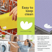 Swedish Dishcloths 12 Pack Plain Happy Rainbow Colours Eco Sponge Cloth Biodegradable Dish Cloths - Ekoh-Store