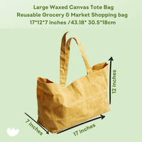 Large Caramel Waxed Canvas Tote Bag Multipurpose Durable Shopping Bag Holds 12kg - Ekoh-Store