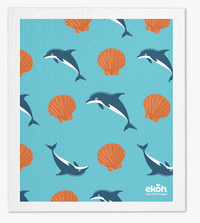 Eco Sponge Cloths Compostable Cleaning Cloths - Swedish Dishcloths Sea Life Prints Natural Dish Cloths 3 Pack - Ekoh-Store