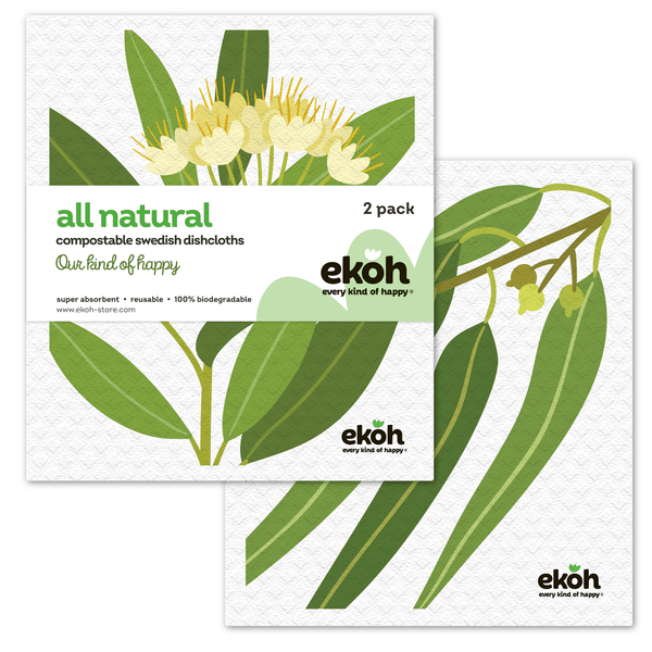Eco Sponge Cloths Swedish Dishcloth 2 Pack Aussie Native Prints Compostable Dishcloths - Ekoh-Store