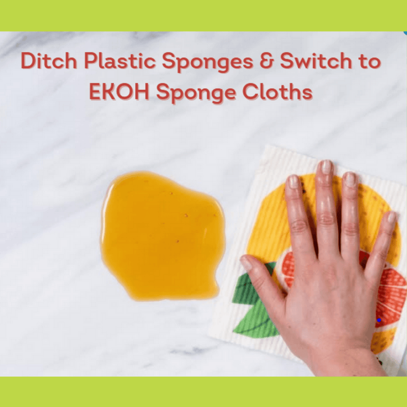 Eco Sponge Dish Cloths 2 Pack - Grapefruit & Lime Prints Compostable Swedish Dishcloths - Ekoh-Store