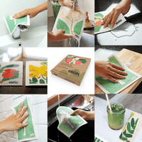 Swedish Dishcloth - 12 Pack Botanical Prints - Eco Sponge Cloth - Biodegradable Dish Cloth - Ekoh-Store