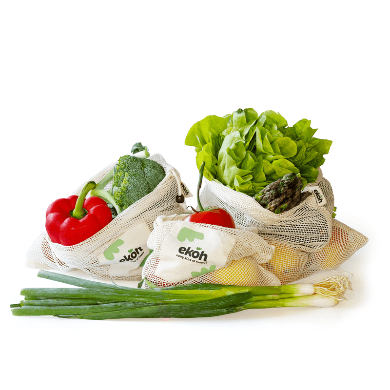 Organic Mesh and Cotton Reusable Produce Bags Pack of 6