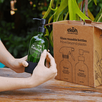 Green Glass Bottles Refill Pump & Spray Retro Bottles 2 Pack 500ml - Ekoh-Store