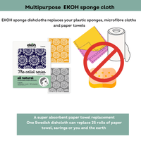 Eco Sponge Dishcloth Natural Compostable Cleaning Cloths Byron Bay Artist Scandi Flora Prints 3 Pack - Ekoh-Store