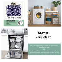 Eco Sponge Dishcloth Natural Compostable Cleaning Cloths Byron Bay Artist Scandi Flora Prints 3 Pack - Ekoh-Store