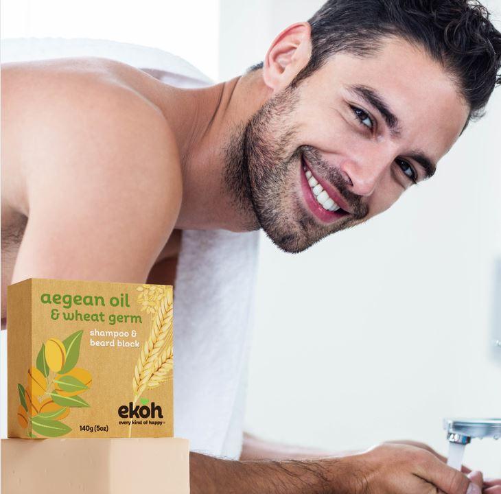 Shampoo Conditioner Beard & Shaving Bar with Argan Oil for all Hair Types 140g - Ekoh-Store